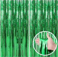 2 Pack Green Streamers Backdrop Jungle Party Decorations Foil Fringe Backdrop Curtains Photo Booth Backdrop for Birthday Dinosaur Animal St Patrick's Day Football Christmas Party Decorations