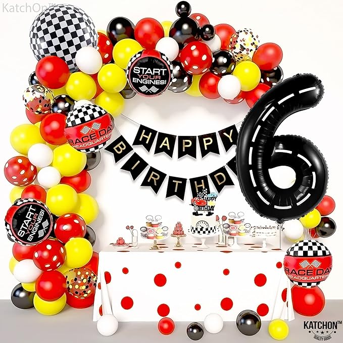 KatchOn, Giant Black Number 6 Balloon - 40 Inch | Hot Wheels 6th Birthday Balloon, 6th Road Birthdays Decorations | Hot Wheels Balloons for Hot Wheels 6th Birthday Decorations | 6 Number Balloons