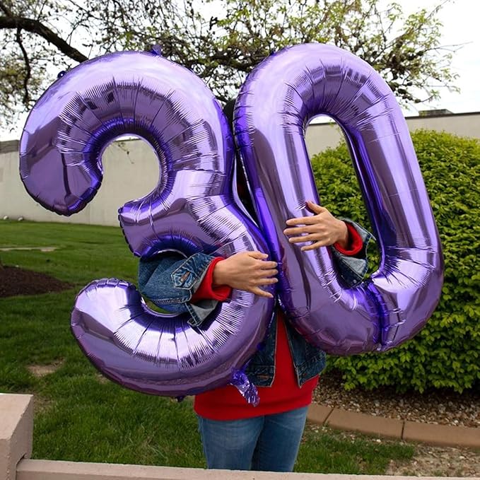 40 Inch Purple Number 60 Digital Balloon,Jumbo Mylar Foil Helium Balloon for 60 Balloons for Birthday Party,Wedding Anniversary Party Decorations