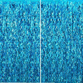 TONIFUL 2Pcs Wavy Metallic Tinsel Foil Fringe Curtains Teal Blue Streamer Backdrop for Photo Booth Props,Party Door Wall Curtains,Bachelorette,Underwater World Birthday Party Decor (6.6ft x 6.6ft)