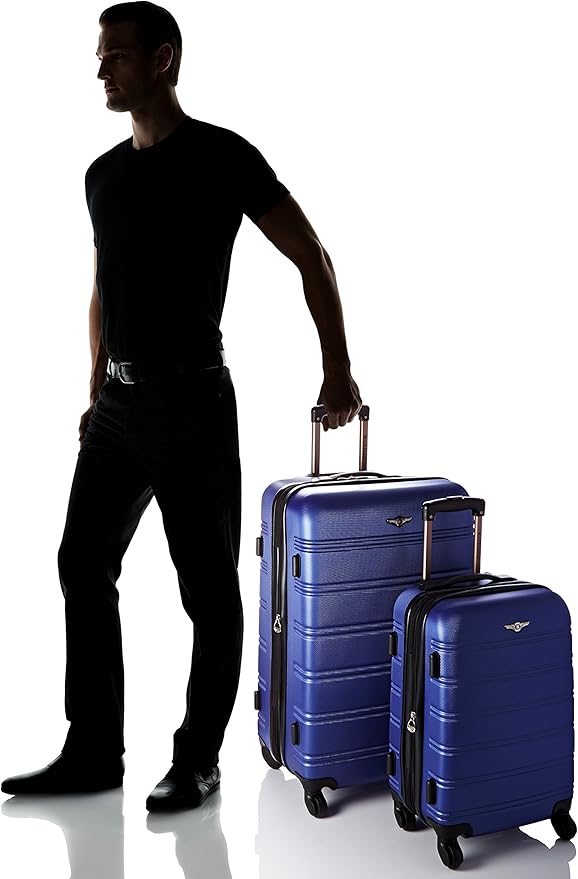 Rockland Melbourne Hardside 2 Piece Expandable Spinner Wheel Luggage Set, (20"/28"), Blue