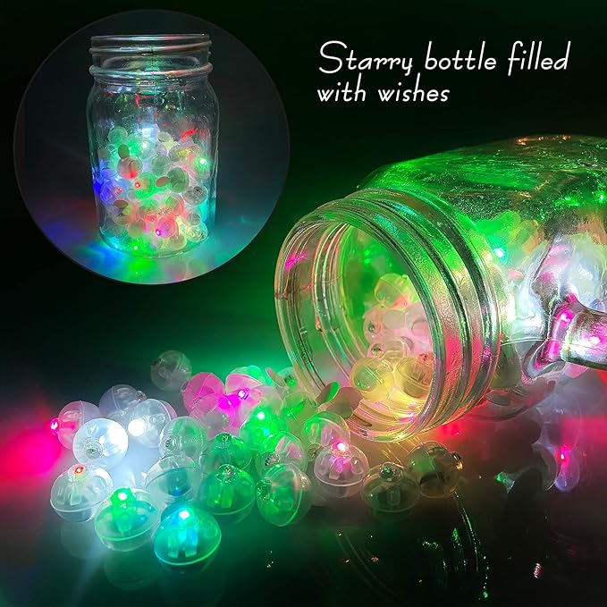 50pcs Multicolor LED Balloon Lights, Rainbow-Colored Round LED Flash Mini Ball Lights for Paper Lanterns, Balloons, Indoor/Outdoor Party, Event, Wedding, Halloween, Christmas Decorations