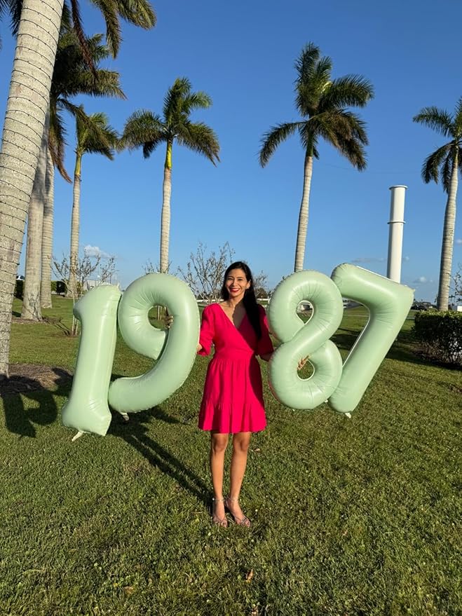 2 Numbers Balloon 40 Inch Olive Green Two Balloon Number Birthday Decor, 2nd 12 21st Party Celebration Decorations Graduations Wedding Baby Shower