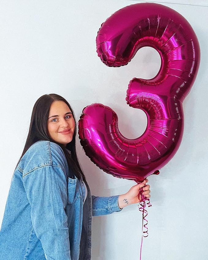 Hot Pink Number 30 Balloons 40 inch, 30 Number Balloons, 30th Birthday Decorations, 30 Year Old Women Hot Pink Party Supplies