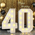 4ft Light Up Numbers Marquee 40 Numbers with Lights White Slots-in Frame for Men Women 40th Birthday Party Decorations Pre-Cut Mosaic Cardboard Large Cut-Out Thick Foam Board Sign Anniversary