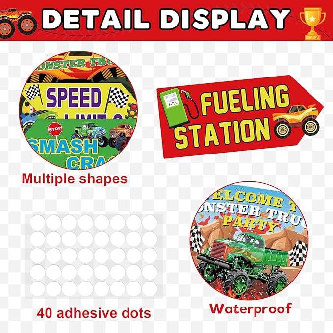 Hooqict 20 Pieces Truck Party Decorations Signs Welcome To Truck Birthday Party Supplies Classroom Wall Door Porch Yard Sign Car Backdrop