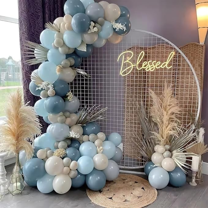PartyWoo Dusty Blue Balloons 155pcs Different Sizes of 18 12 10 5 Inch Light Blue Aqua Boho Balloon Arch Kit Garland for Graduation Baby Shower Gender Reveal Birthday Party Decorations Blue-F28
