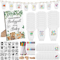 201 Pcs Baby Shower Set Baby Shower Game Sign Baby Bib Bodysuit White Baby Bib Newborn Bodysuit Baby Shower White Decorating Kit(Woodland Animal)