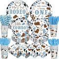 450 Pcs My First Rodeo Birthday Tableware Set Decorations Western Cowboy 1st Rodeo Paper Plates Disposable Napkins Cups Cutlery Straws for Boy Baby Shower Party Supplies, Serves 50