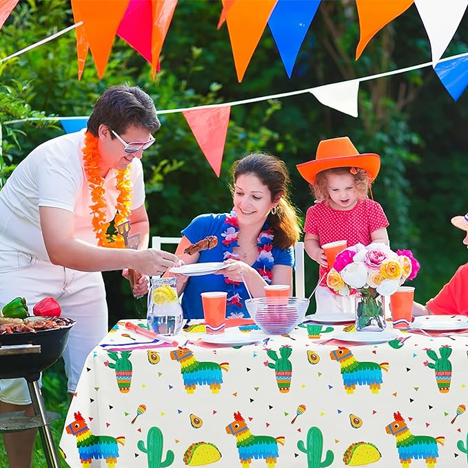 2pcs Cactus Llama Taco Table Cloth for Mexican Final Fiesta Party Decoration Bachelorette Party, Disposable Rectangle Cinco De Mayo Party Tablecovers, Summer Beach Mexican Party Party Supplies
