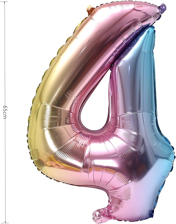 YPSelected 32 Inch Large Foil Helium Number Balloon Birthday Wedding Party 0-9 (Rainbow, 4)