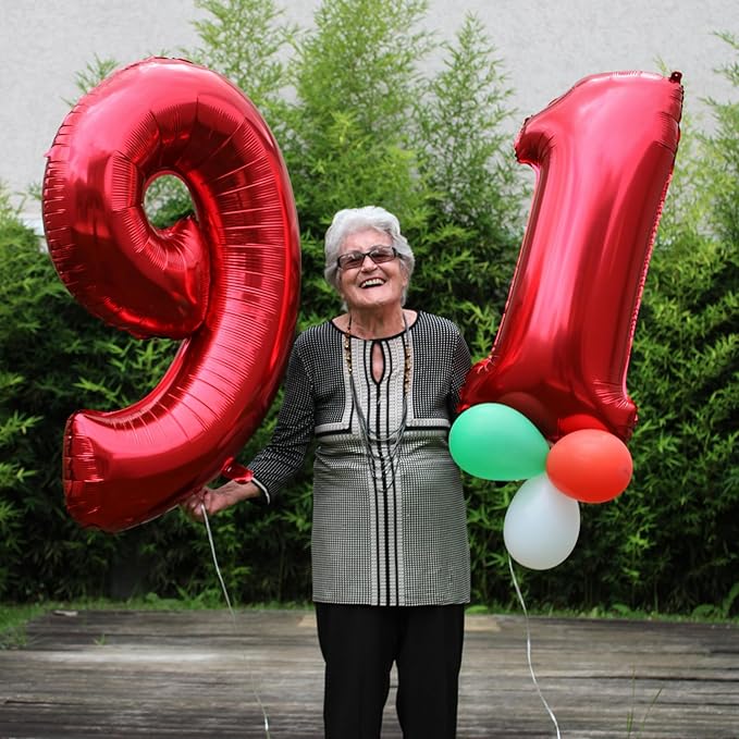 Smlpuame 40 inch Number Balloon 0-9 Red Large Number 22 Balloons,Digital Balloons for Birthday Party Celebration Decorations Supplies, Helium Foil Number Balloons for Wedding Anniversary