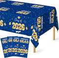 QZYL 4 Pack Graduation Decorations 2026, 54" x 108" Blue and Gold Disposable Graduation Table Cloths, Grad Party Decorations for Class of 2026, Rectangle Plastic Tablecloth for College Congrats Grad