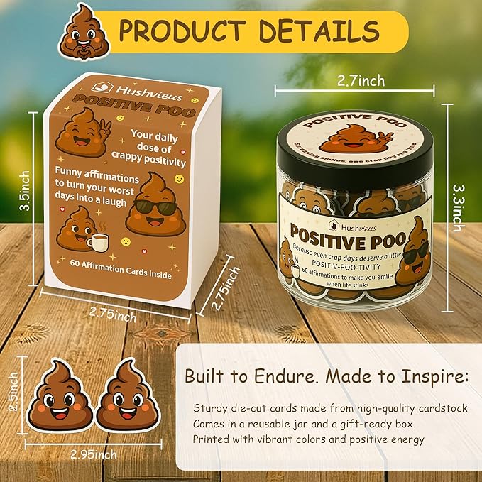 Positive Poo Affirmation Jar – Easter Basket Stuffers for Teens & Adults - 60 Funny Affirmation Cards, Uplifting Daily Positivity Jar, Cute Gag Gifts for Women, Teens, Men, Unique Self-Care Inspirational Gifts, Birthday & Office Decor - Easter Basket S...