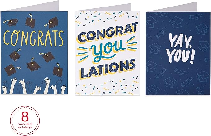 American Greetings Blank Graduation and Congratulations Card Pack, Bright and Trendy (48-Count)