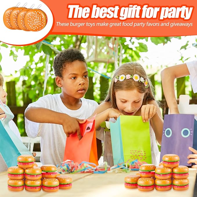 Leitee 50 Pieces Hamburger Yo Yo Toys Plastic Burger Party Favors for Boys Girls Adults Birthday Party Favors Classroom Prizes Holiday Goodie Bag Fillers