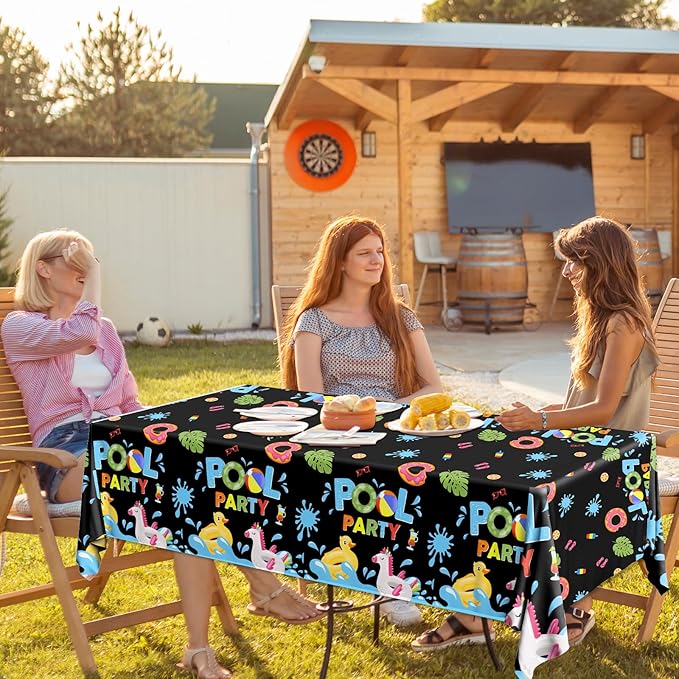 Pool Party Birthday Decorations Tablecloth,Summer Pool Party Table Cloth Decorations Summer Table Cover Spool Par-ty Tablecloth for