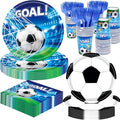 REDWORD Soccer Party Decorations, 120Pcs Soccer Birthday Party Supplies-Serves 24 with Soccers Plates Cups and Napkins for Sports Boy's Birthday Decorations