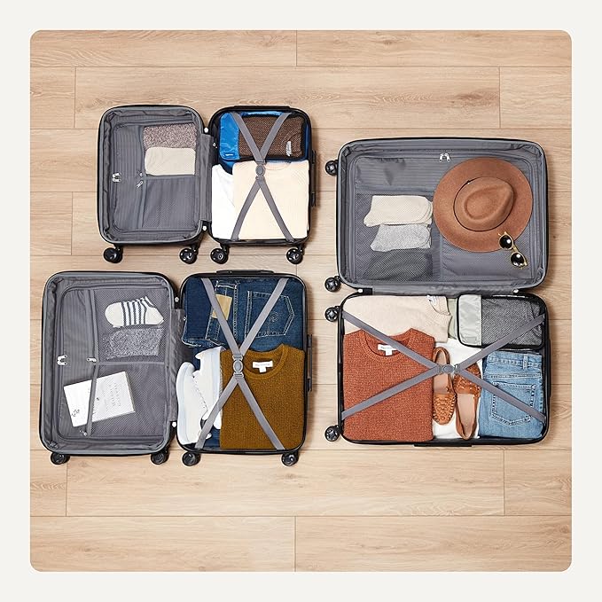 Amazon Basics 3-Piece Hardshell Spinner Luggage Set (21", 26", 30"), Expandable, Scratch-Resistant Surface, Four Multi-directional Wheels, Orange