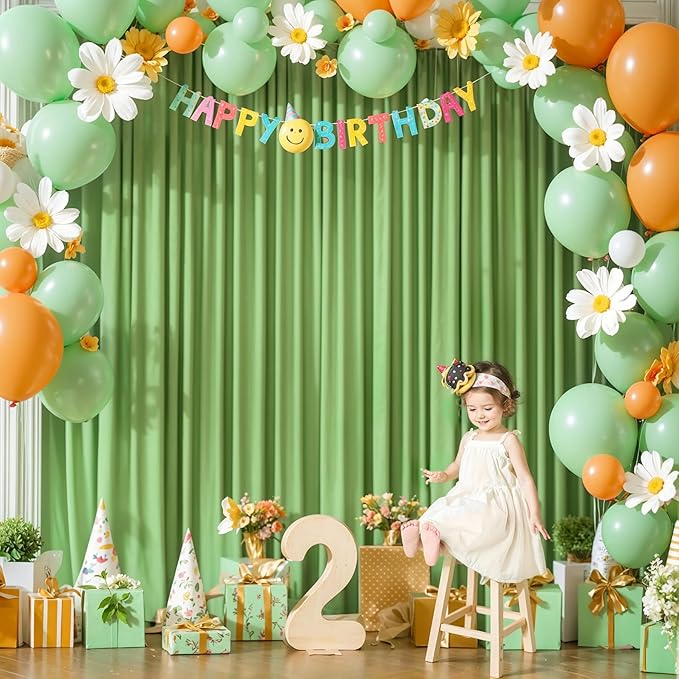 8x10FT Sage Green Backdrop Curtains for Wedding Parties, Wrinkle Free Polyester Photography Backdrop Drapes for Wedding Baby Shower Birthday Parties Stage Background Stand Decorations 4x10ft,2 Panels