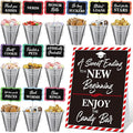 12 Set 2026 Graduation Candy Buffet Party Decoration Graduation Table Candy Bar Snack Labels Signs and 5'' Buckets with Handle for Class of 2026 Party Parties Supplies(Pure Style,Silver Color)