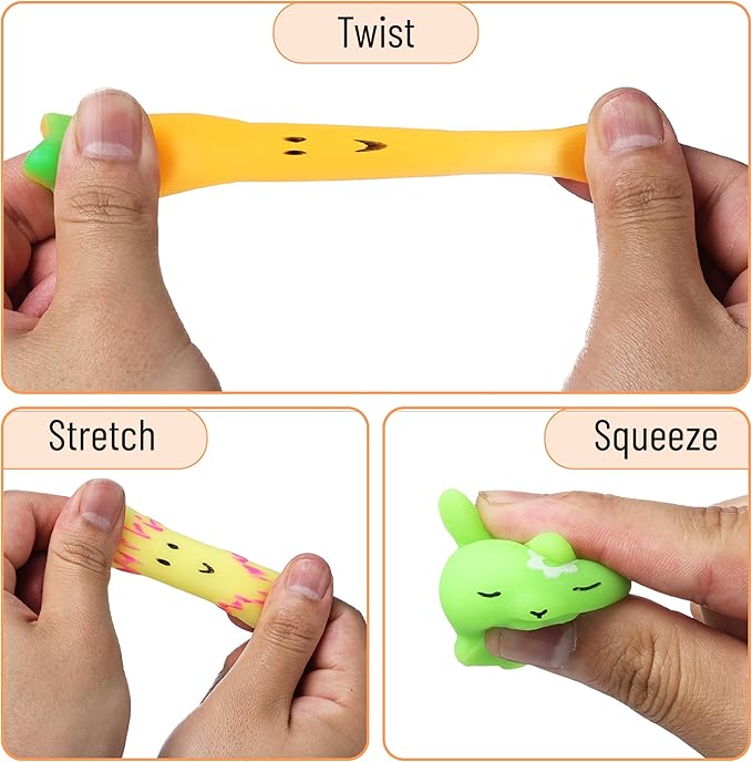 Mr. Pen- Easter Squishy Toys for Kids, 12 Pack, Washable Twistable Stretchy Squishies, Soft Stress Relief Sensory Toys for Squeezing, Easter Egg Fillers, Party Favors & Classroom Rewards