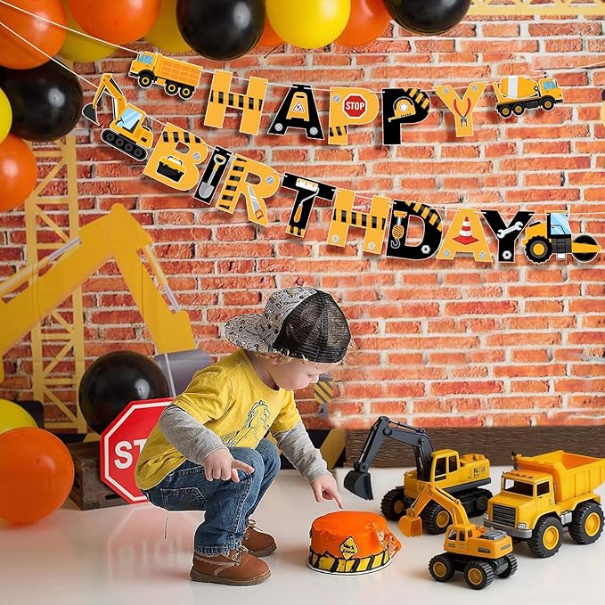 Construction Truck Party Decorations Happy Birthday Banner Construction Truck Party Banner Garland for Birthday Party Decorations Constructions Truck Party Supplies