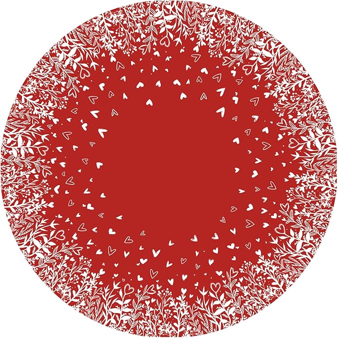 Valentine's Day Round Tablecloth 70 Inch Red Heart Pattern Circle Table Cloth Spring Holiday Table Cover Washable Polyester Decorations for Home Kitchen Dinning Party