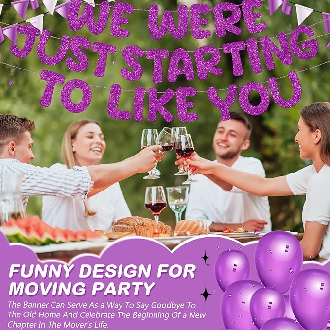 Fulmoon We Were Just Starting to Like You Banner Going Away Party Retirement Sign Farewell Decorations Good Luck Goodbye Moving Graduation Party Supplies and Gifts(Purple)