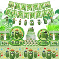 Pickle Birthday Decorations - Pickle Party Tableware, Plates Cups Napkins Pickle Party Tablecloth Happy Birthday Banner Balloons Cake Toppers for Pickle Birthday Supplie