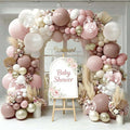 Dusty Pink White Beige Balloon Arch, Double Stuffed Pink Mauve Pearl White Nude Gold Balloon Garland Kit Boho Blush Cream Balloons for Birthday Baby Shower Bridal Wedding Mother's Day Party Decor
