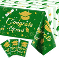Graduation Tablecloth Party Decorations 2026, 3 Pack Green Large Size 54"x108" Congrats Grad Disposable Rectangle Table Covers Plastic Table Cloth for College High School Class of 2026 Party Supplies