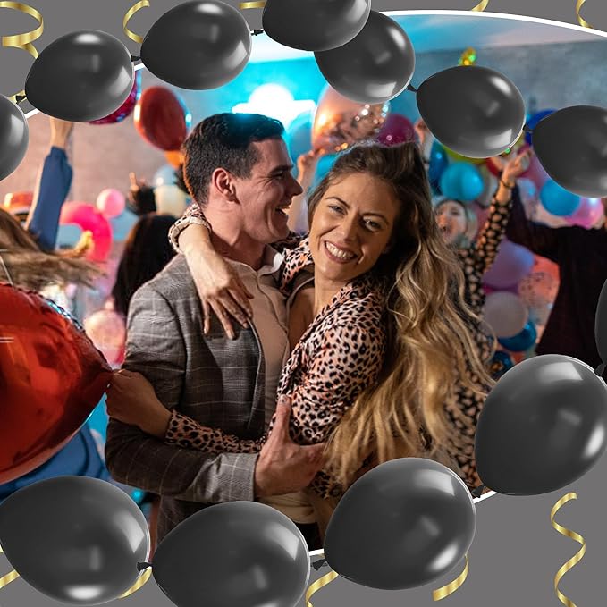 Link Balloons 6 Inch - 100 Pcs Quick Link Balloon Latex Linking Balloons Connected Linkable Balloon Birthday Wedding Party Decorations(Black)