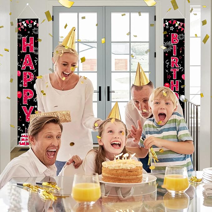 Birthday Decorations Banner, Happy Birthday Door Sign for Men Women Boys Girls Ideal Birthday Decorations Party Supplies Outdoor Indoor 72 x 12 Inch