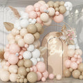 Neutral Balloons Arch Kit, Cream Peach Boho Balloons Garland with Double Stuffed Sand White Balloon and Light Pink Balloon for Baby Shower Birthday Wedding Bridal Shower Party Decorations