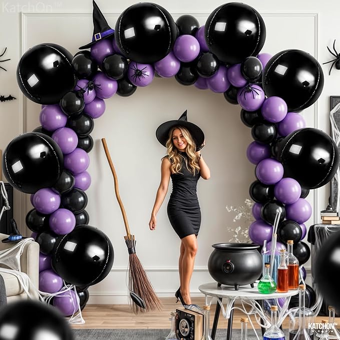 KatchOn, Huge Black Balloons - 22 Inch, Pack of 12 | Round 4D Foil Balloon | Black Birthday Party Decoration | Black Graduation Decorations 2026 | Mylar Balloons For Bachelorette, Baby Shower
