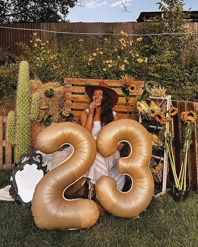 Light Brown Number 6 Balloon 40 Inch, 6 Balloon Number, 6th Birthday Decorations, Light Brown Party Supplies for Boys Girls