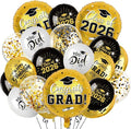Black and Gold Graduation Balloons Graduation Decorations 2026, 51Pcs Grad Latex Balloons and Grad Foil Balloon with Confetti Ribbons Grad Party Decorations for College High School