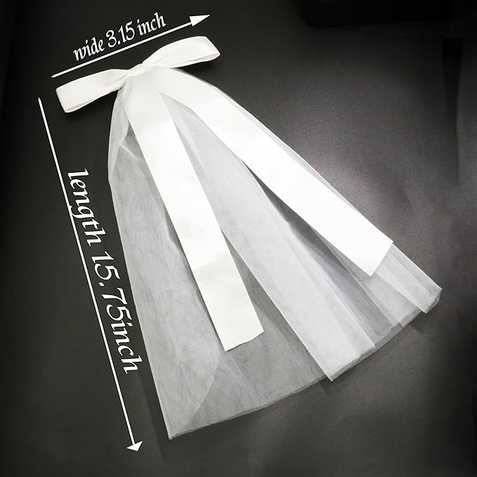 White Short Wedding Veil Pearl Rhinestone Bride Veils Bridal Veils Bachelorette Party Veil for Brides and Women