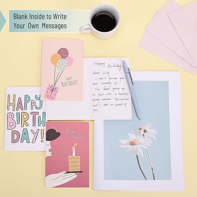 Mr. Pen Assorted Birthday Cards Pack - 20 Cards with Envelopes, 4 x 6 Inches