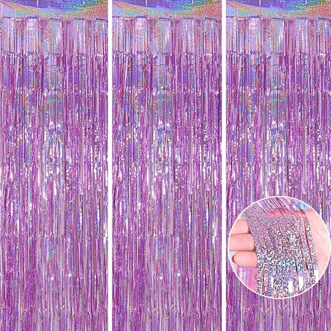 3 Pack Fringe Curtains Party Decorations,Tinsel Backdrop Curtains for Parties,Photo Booth Wedding Graduations Birthday Christmas Event Party Supplies (Pink)