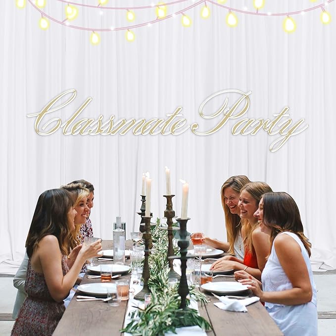 MEETSKY White Backdrop Curtains for Parties Valentine's Day- 10ft x 8ft White Curtains Wedding Backdrop Rod Pocket Fabric Drapes Panels for Birthday Holiday Home Decoration,5ft x 8ft,2 Panels