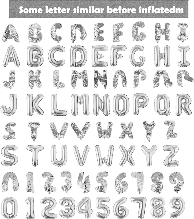 Happy Birthday Balloon Banner Custom Phrase Balloons letter 16 inch Personalized Alphabet Letters Foil Mylar Balloons (Silver)