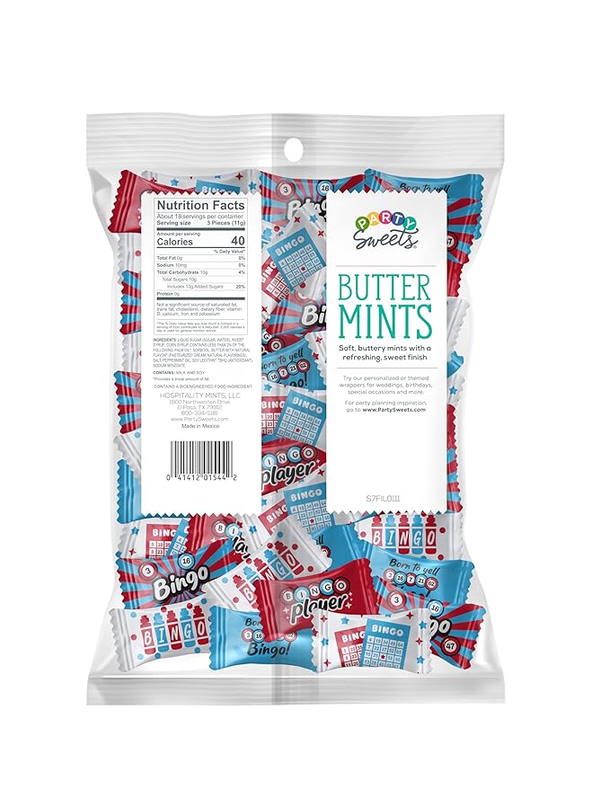 Party Sweets Bingo Buttermints by Hospitality Mints, Appx 300 mints, 7-Ounce Bags (Pack of 6)