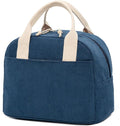 LOVELYWIND Insulated Navy Blue Lunch Bag for Women, Stylish Corduroy Tote with Aluminum Lining, Large Capacity Reusable Cooler for Work, Travel, or Beach, Beige Cream Water-Resistant Lunch Box