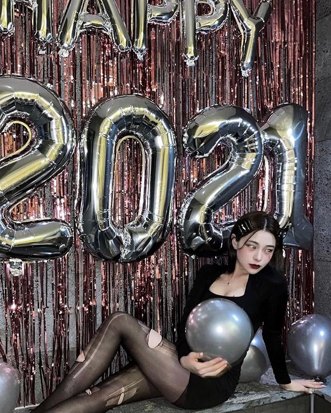 [85 PCS] 16" Silver Letter Number Balloons, Happy Birthday & 2 Sets of A-Z 0-9, Foil Mylar Aluminum Hanging Alphabet for Graduation New Year eve Birthday Party Decorations