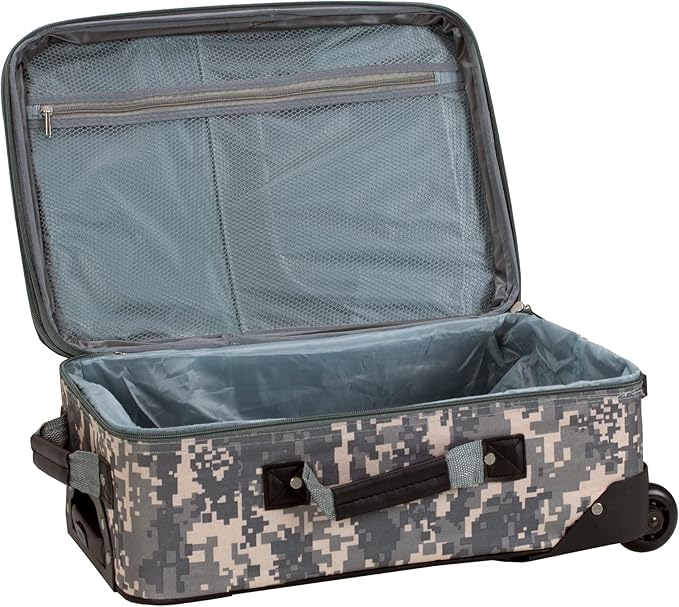 Rockland Fashion Softside 4 Piece Luggage Set, Expandable, (14" Tote/19"/24"/28"), Acu Camo