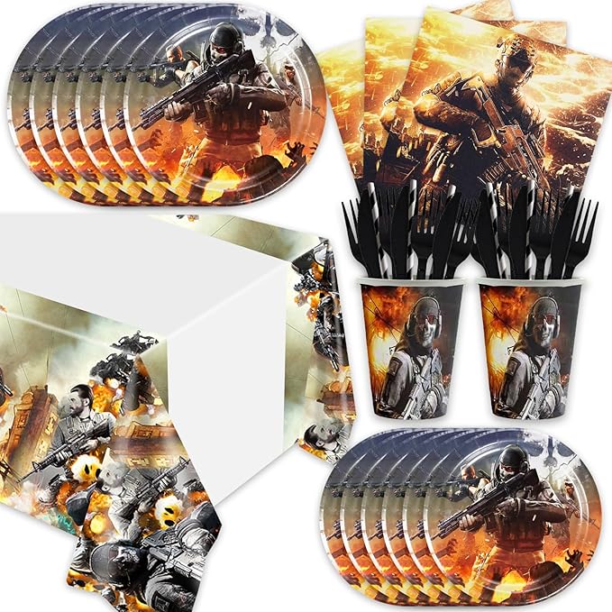 141pcs Game Call Birthday Tableware Decorations Party Plates Cups Game Call Theme Napkins Beach Ball Tablecloth for Party Decoration