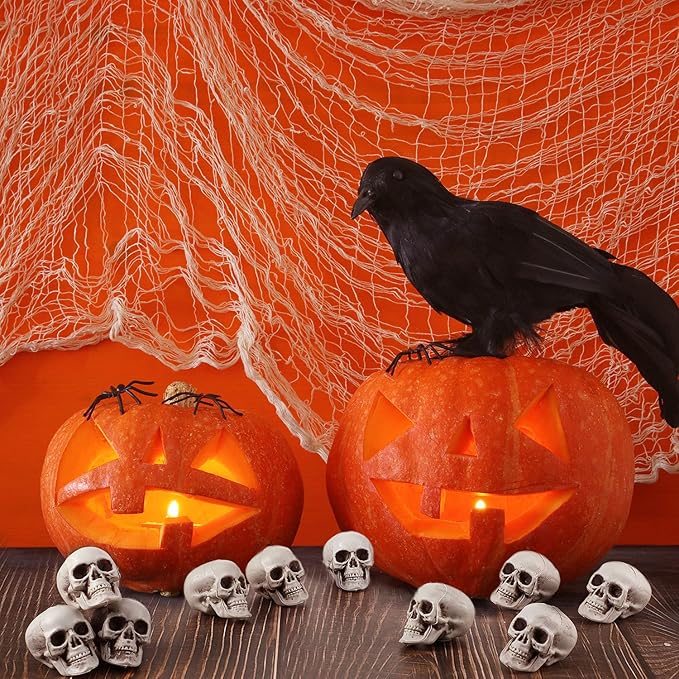 Boao 10 Pieces Halloween Skeleton Head Small Mini Skulls for Halloween Party Decoration Props, Table Decor