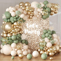 Sage Green and White Gold Balloons Arch Garland Kit 164Pcs Different Sizes Balloons 18 10 5 Inch for Baby Shower Bridal Shower Birthday Wedding Party Decorations